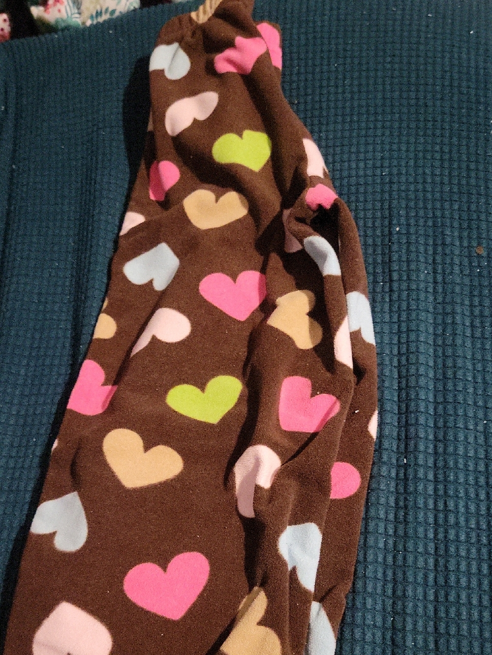 Carter's Brown Pajama Pants Fleece Pink, Green & Cream Heart-Print Size 6